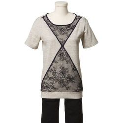 Tibi Quixote Lace Short Sleeve Sweatshirt, $85