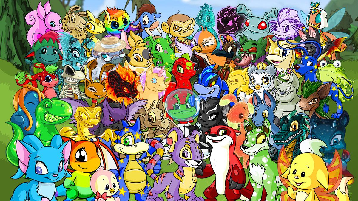 Twitter. a group of different neopets. 