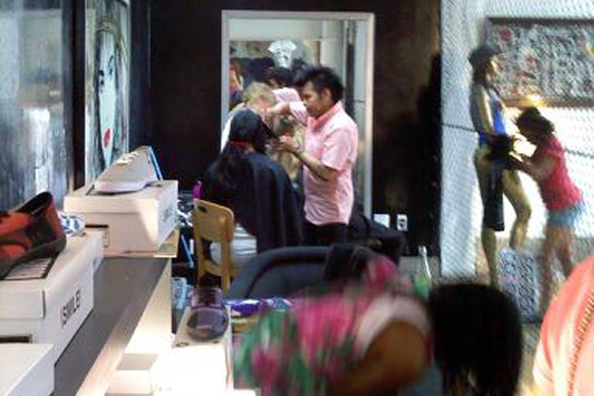  Getting the hair and nails did at the Delicious Vinyl/Freak City opening in Hollywood on Sunday.