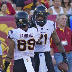 Jaelen Strong celebrates the first of three touchdowns.