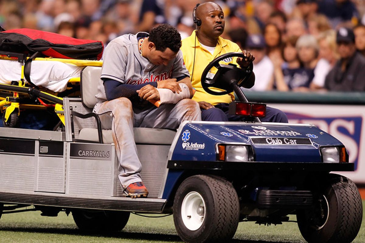 Asdrubal Cabrera left tonight's game with a left forearm injury, and will probably miss a considerable amount of time.  