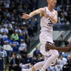 Brigham Young Cougars guard TJ Haws (30) passes during a game at the Marriott Center in Provo on Saturday, Nov. 19, 2016.