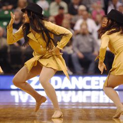 Dancers perform as the Utah Jazz take on the Memphis Grizzlies in Salt Lake City Wednesday, Feb. 4, 2015.