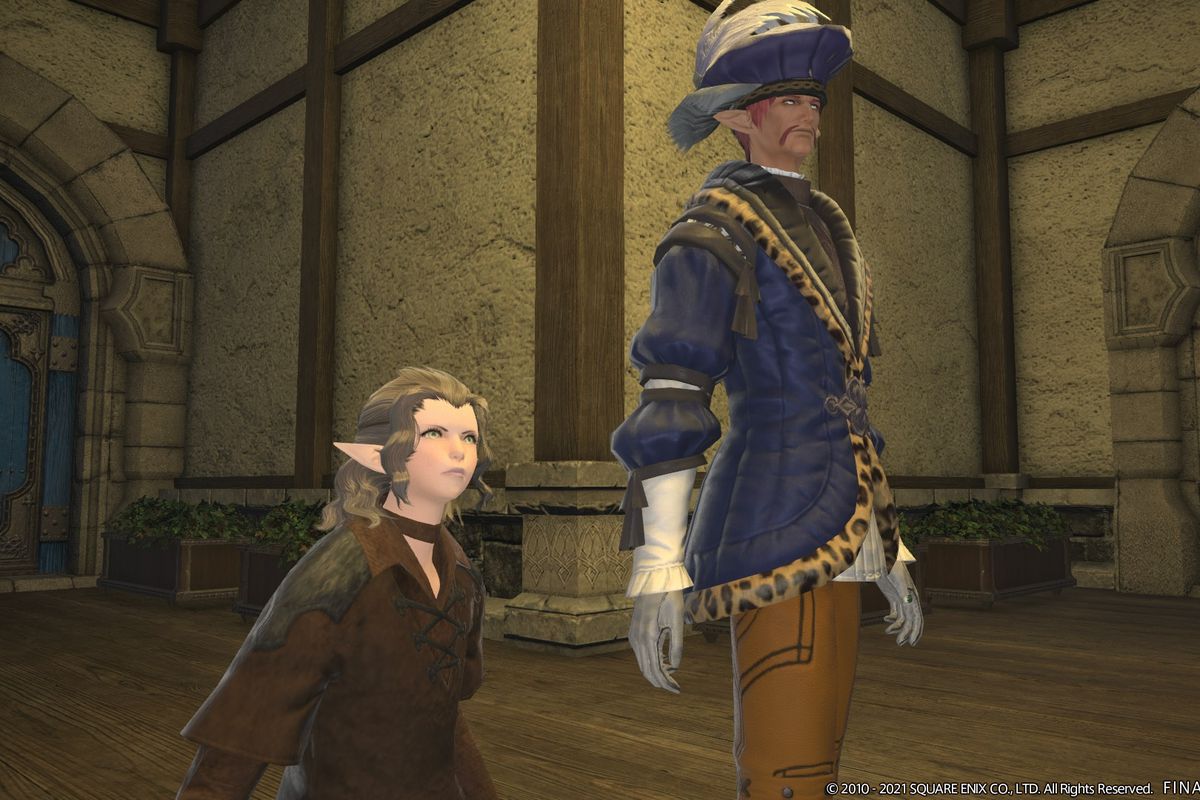 Count Charlemend and a young elezen woman stand in shock