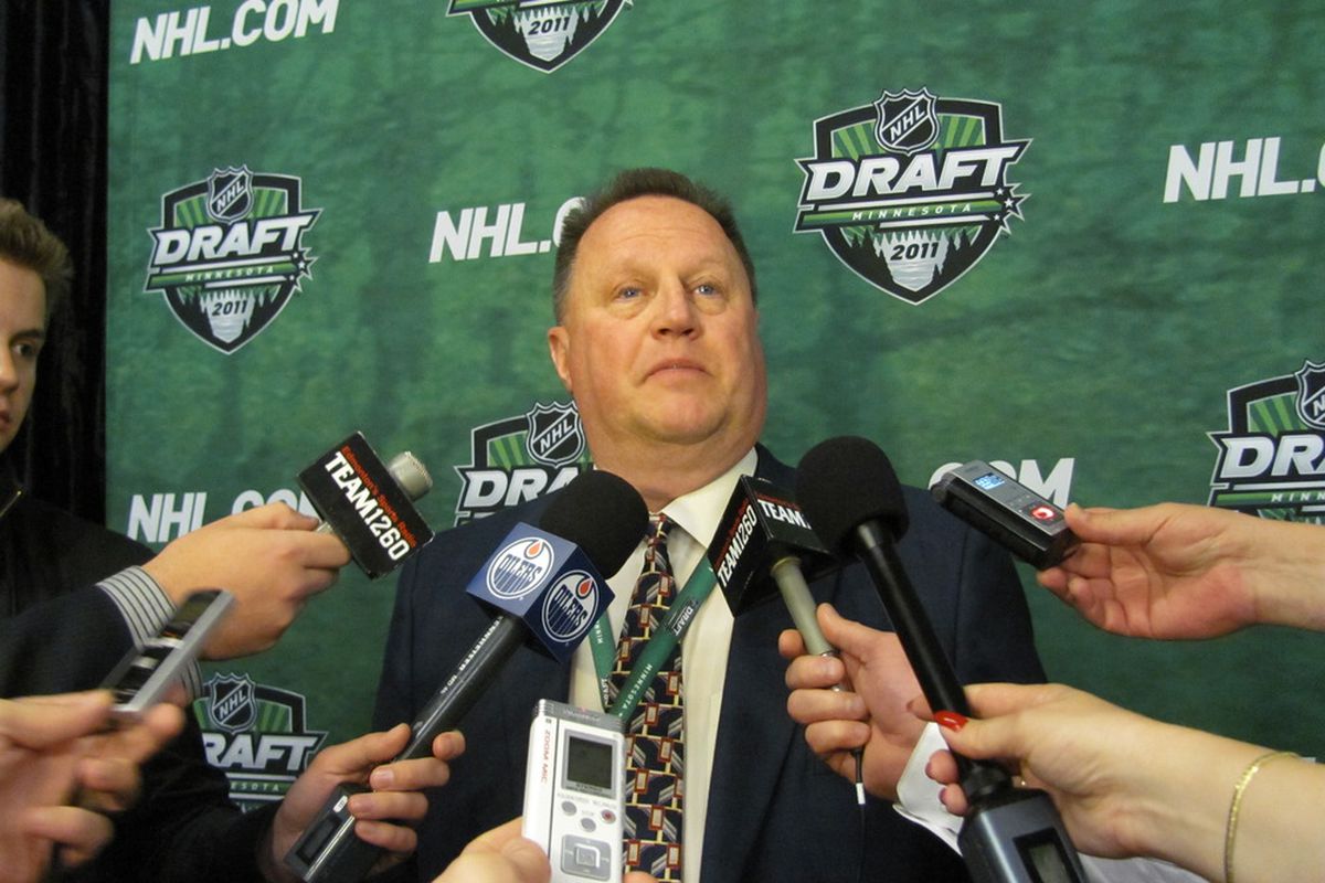 Oilers head of amateur scouting Stu MacGregor reflecting on a a successful Oilers draft. Photo by Lisa McRitchie all rights reserved.