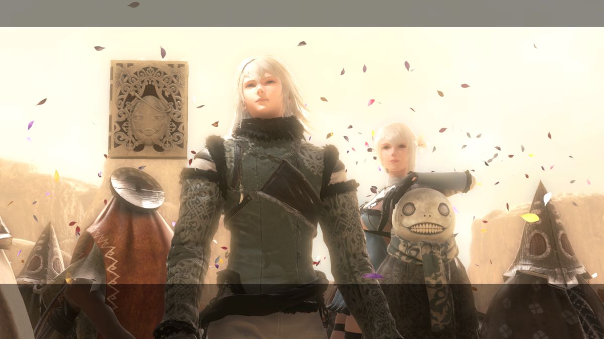 Nier, Kaine, and Emil celebrate together in Nier Replicant.