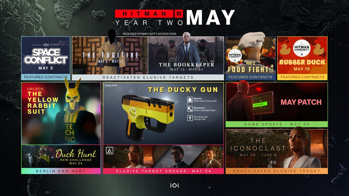 road map for May 2022 in Hitman 3 Year 2