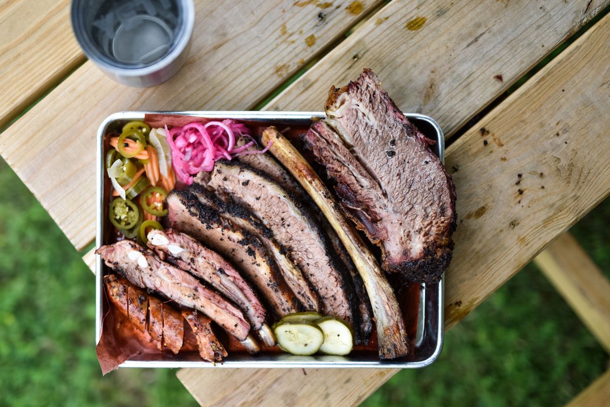 Tray of barbecue from Truth BBQ.