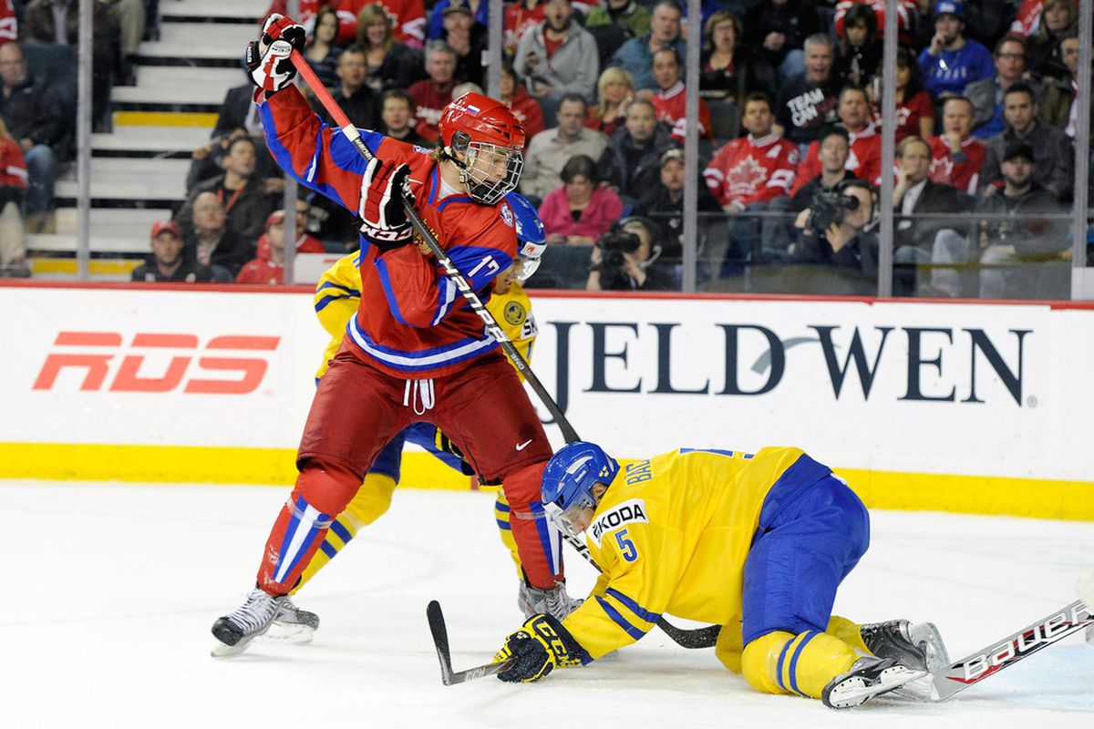 I have the Montreal Canadiens taking forward Mikhail Grigorenko with the third overall selection. (Photo by Richard Wolowicz/Getty Images)