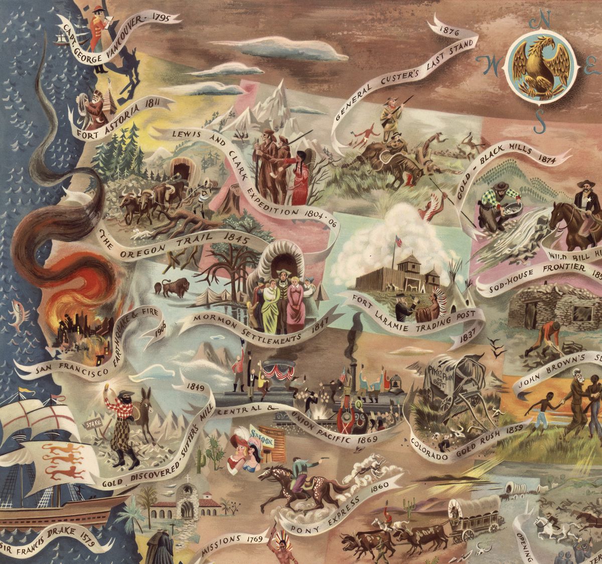 Aaron Bohrod's map of American history. (Bohrod/Library of Congress)