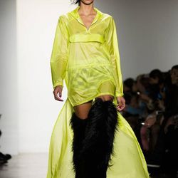 Between this neon windbreaker and those shaggy thigh-highs, <a href="http://racked.com/archives/2013/02/14/spongebob-had-a-bad-trip-made-jeremy-scotts-collection.php">Jeremy Scott</a> has you prepared for next hurricane season.