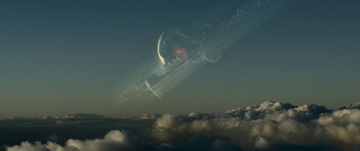 Un planeta explota en el cielo en Oblivion.
