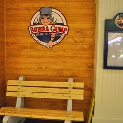 The restaurant chain's version of the iconic bench seen in the film, Forrest Gump.