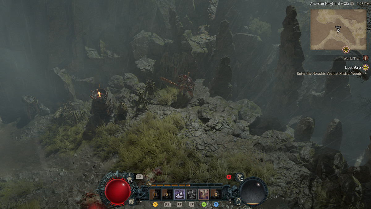 A Barbarian approaches the 20th Altar of Lilith in Scosglen in Diablo 4