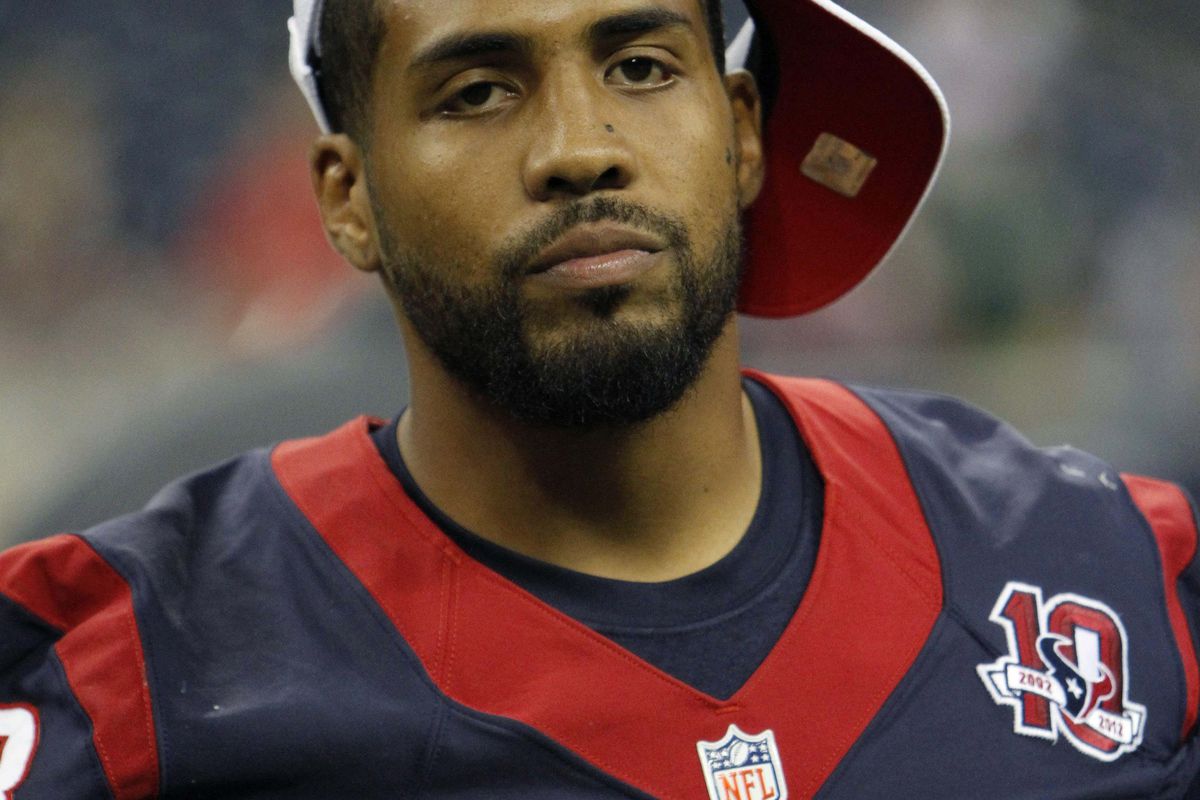 Aug 30, 2012; Houston, TX, USA; Houston Texans running back Arian Foster (23) after a game against the Minnesota Vikings at Reliant Stadium. The Texans defeated the Vikings 28-24. Mandatory Credit: Brett Davis-US PRESSWIRE