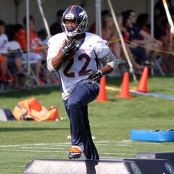 Broncos RB C.J. Anderson moves through the pads