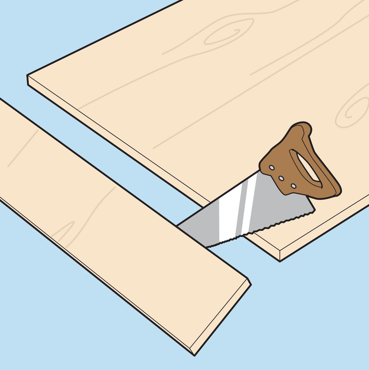 Illustration of cutting plywood.