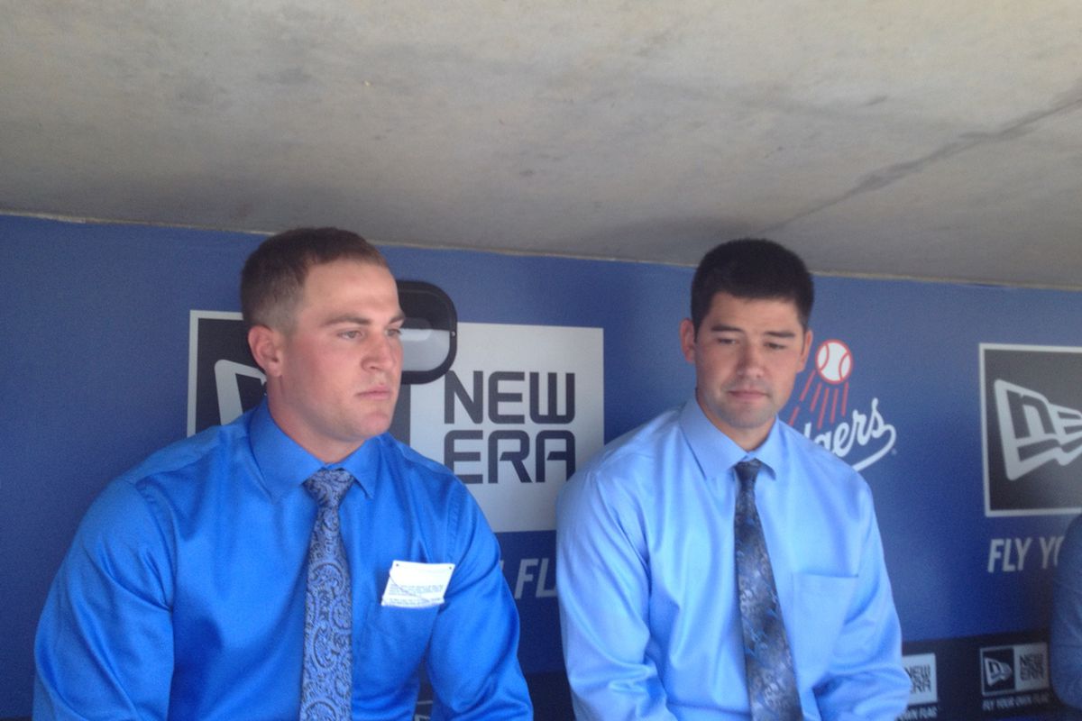 Scott Schebler (left) and Zach Lee will make a return trip to Dodger Stadium beginning Sunday.