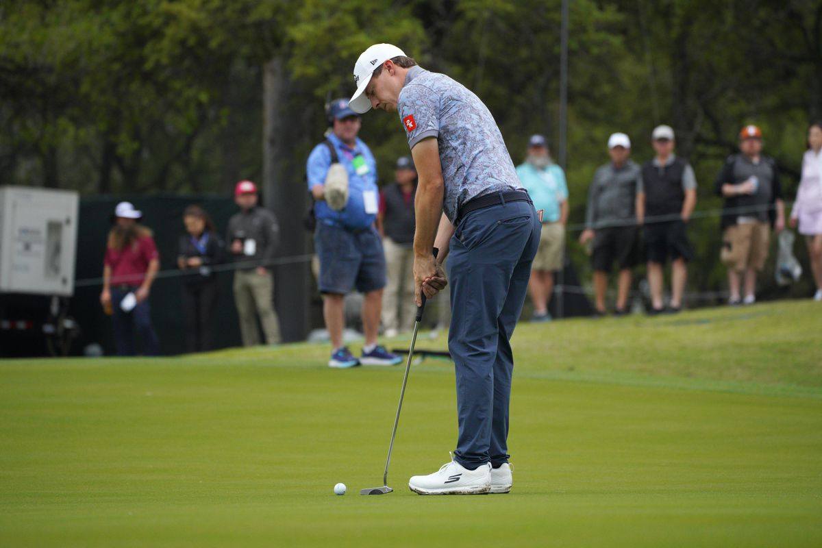 Matt Fitzpatrick putts during the first round of the World Golf Championships-Dell Technologies Match Play golf tournament.