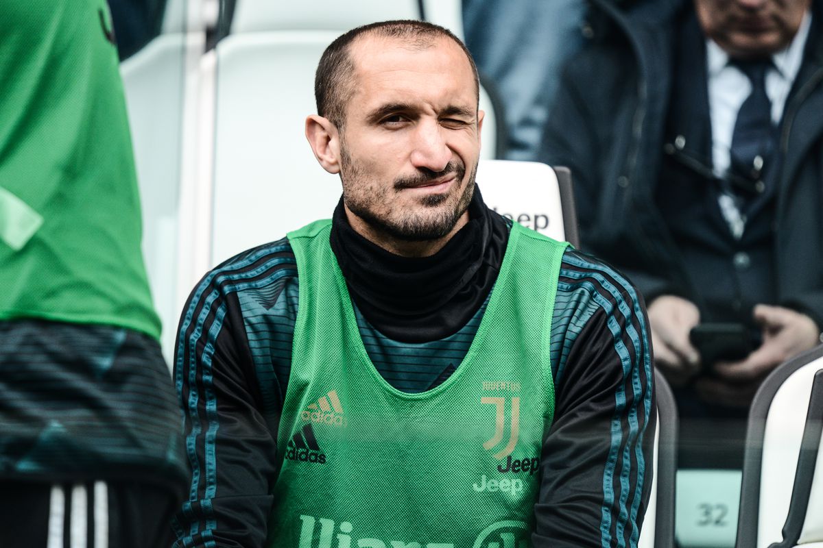 Giorgio Chiellini of Juventus FC looks on before the Serie...