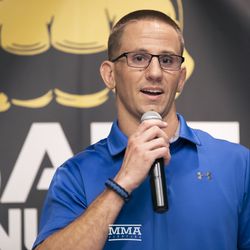 Harris Stephenson takes the mic at the BKFC 2 pre-fight press conference at Harrah’s Gulf Coast in Biloxi, Mississippi.