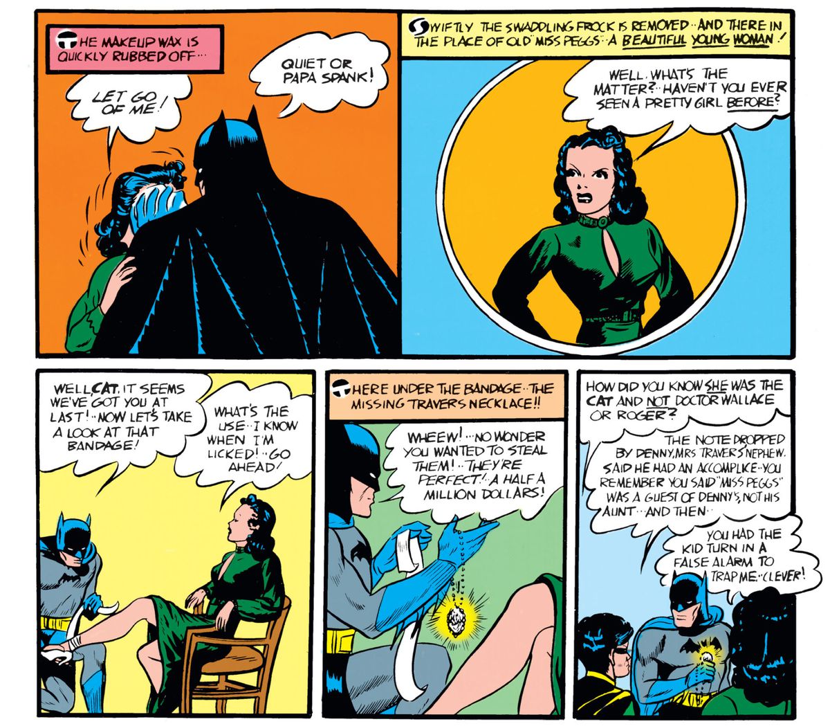 Batman, Catwoman and Robin in Batman #1, DC Comics (1940). 