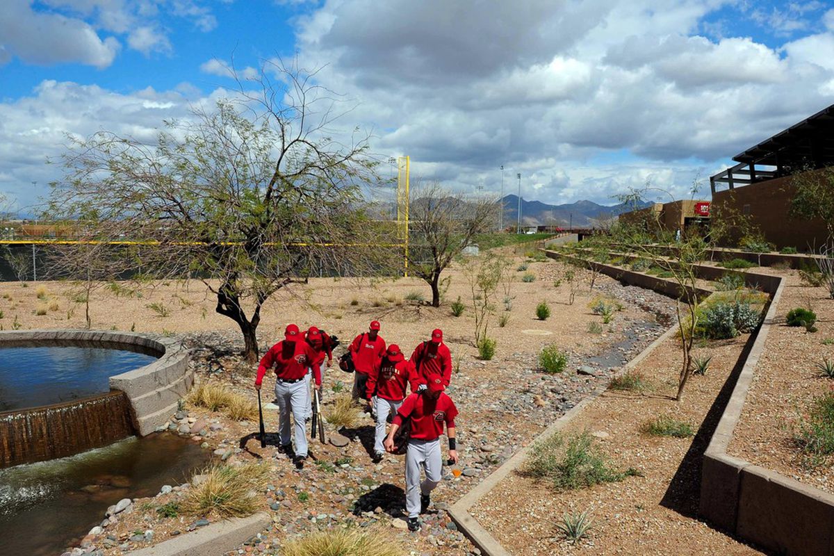 Angels' pitchers make their way across the desert to report to spring training.