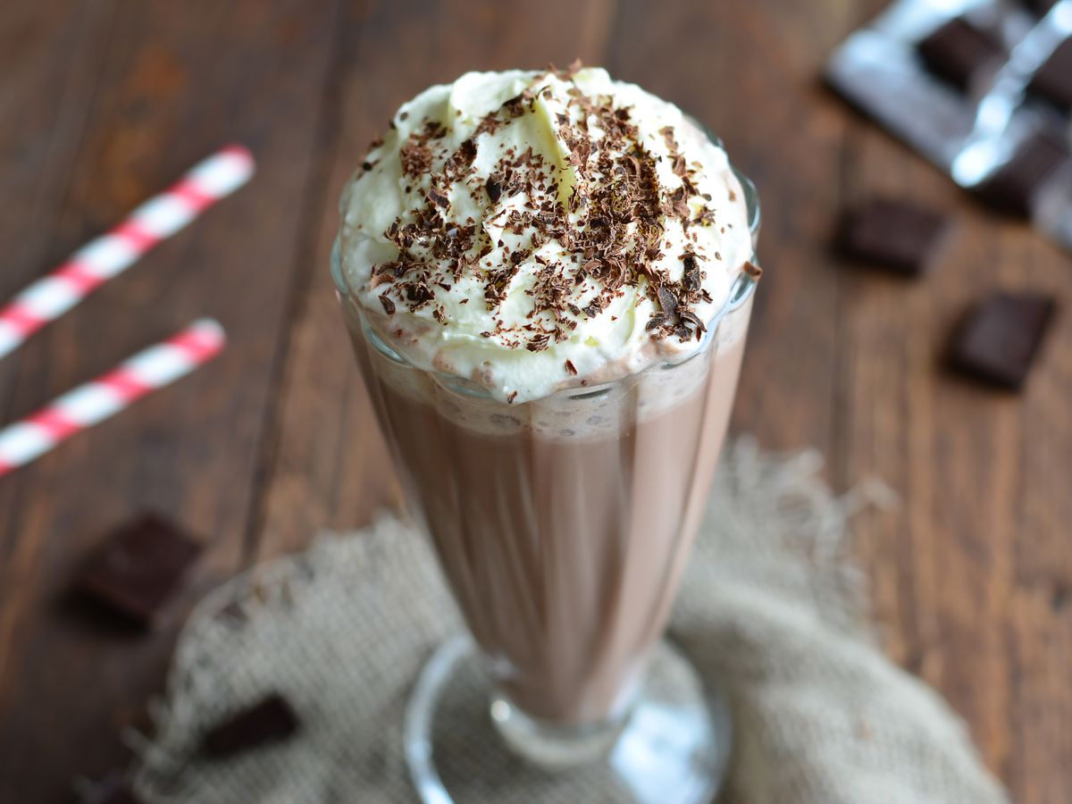 A stock photo of a chocolate milkshake