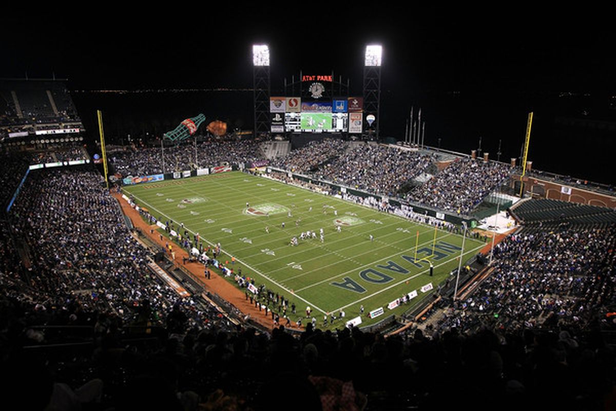 SAN FRANCISCO CA - JANUARY 09:  A general view of the Boston College game against the Nevada Wolf Pack in the Kraft Fight Hunger Bowl at AT&T Park on January 9 2011 in San Francisco California.  (Photo by Ezra Shaw/Getty Images)