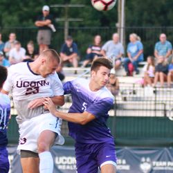 The Niagara Purple Eagles take on the UConn Huskies in a men’s college soccer game at Morrone Stadium in Storrs, CT on August 26, 2018.