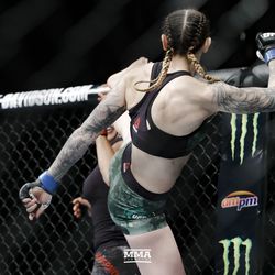 Megan Anderson kicks Cat Zingano at UFC 232.