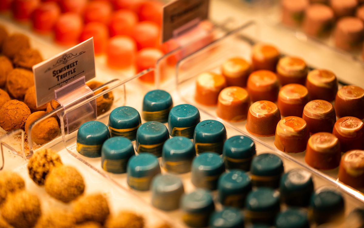 Chocolates from Toothsome Chocolate Emporium &amp; Savory Feast Kitchen’s retail shop in Universal CityWalk, California.