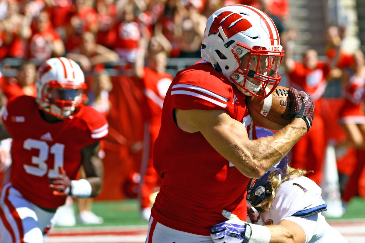 Wisconsin safety Michael Caputo after intercepting a pass vs. Western Illinois on Sept. 6.