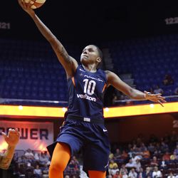 The Indiana Fever take on the Connecticut Sun in a WNBA game at Mohegan Sun Arena in Uncasville, CT on June 27, 2018.