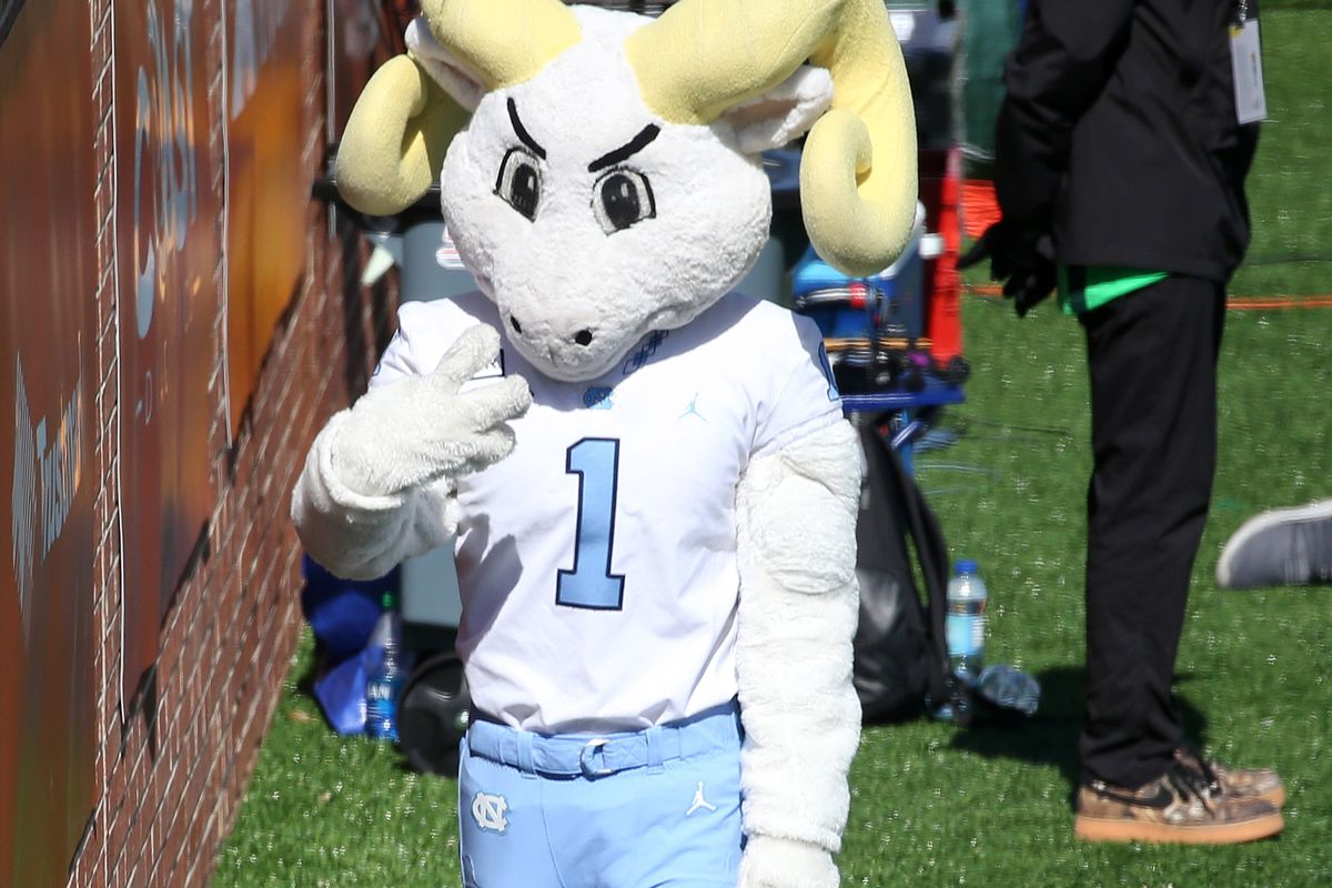 Rameses, the North Carolina Tar Heels mascot, entertains the crowd before the Reese’s Senior Bowl on February 5, 2022 at Hancock Whitney Stadium in Mobile, Alabama.
