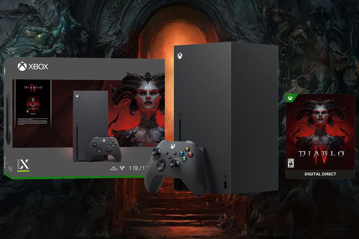 A stock image of the Diablo 4 Xbox Series X Bundle