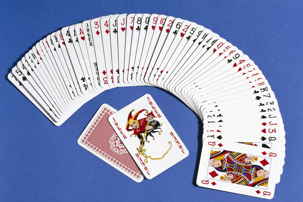 A pack of playing cards spread out, 2000.