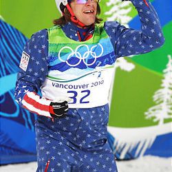 American Matthew Depeters reacts after his first jump during the freestyle skiing men's aerials qualification Monday at Cypress Mountain Resort. He did not make the finals.