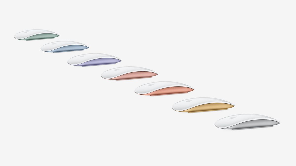 Apple’s Magic Mouse in seven colors.