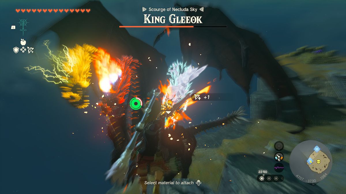 Link aiming an arrow at King Gleeok