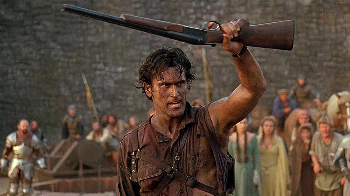 Ash holds his Boomstick in Army of Darkness