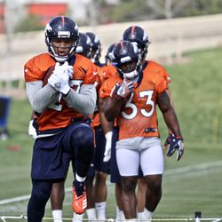 Broncos RBs, led by Devontae Booker, work their way through the ropes. 