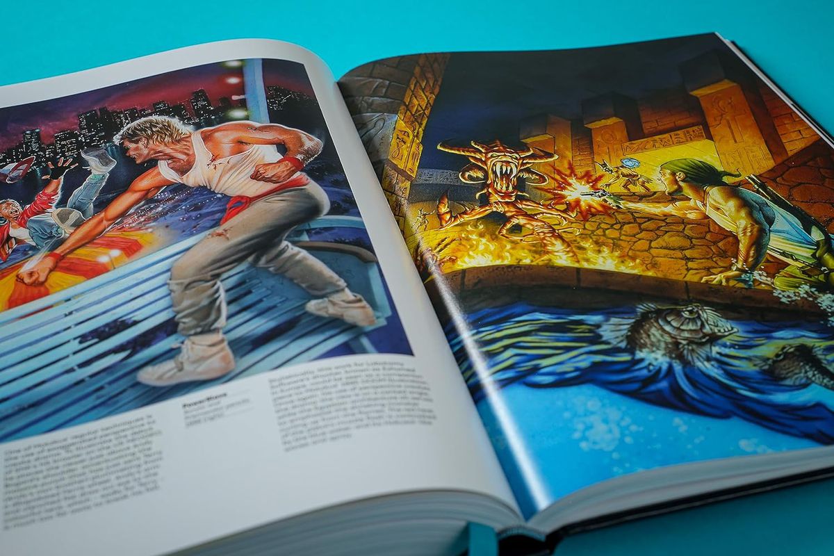 Art from retro action video games in Art of the Box by Bitmap Books.