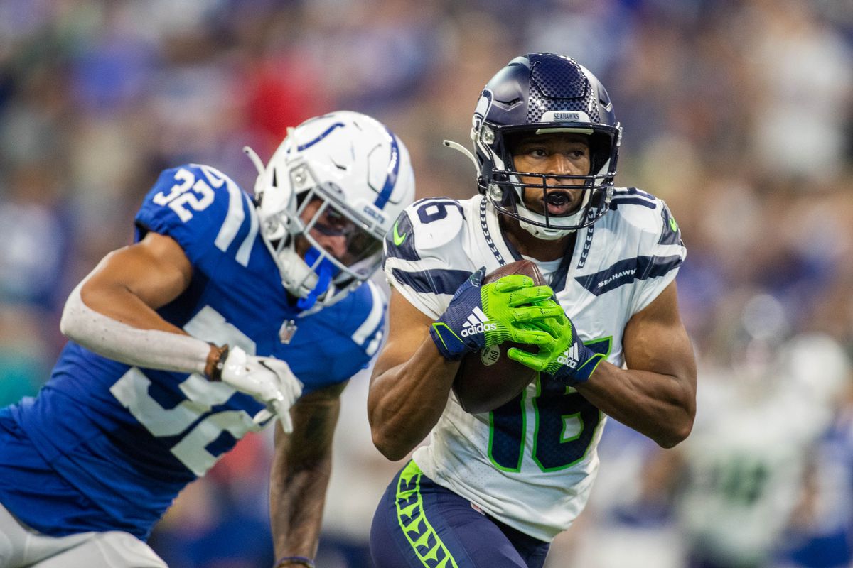 Seattle Seahawks wide receiver Tyler Lockett (16) catches the ball in the second quarter against the Indianapolis Colts at Lucas Oil Stadium.&nbsp;