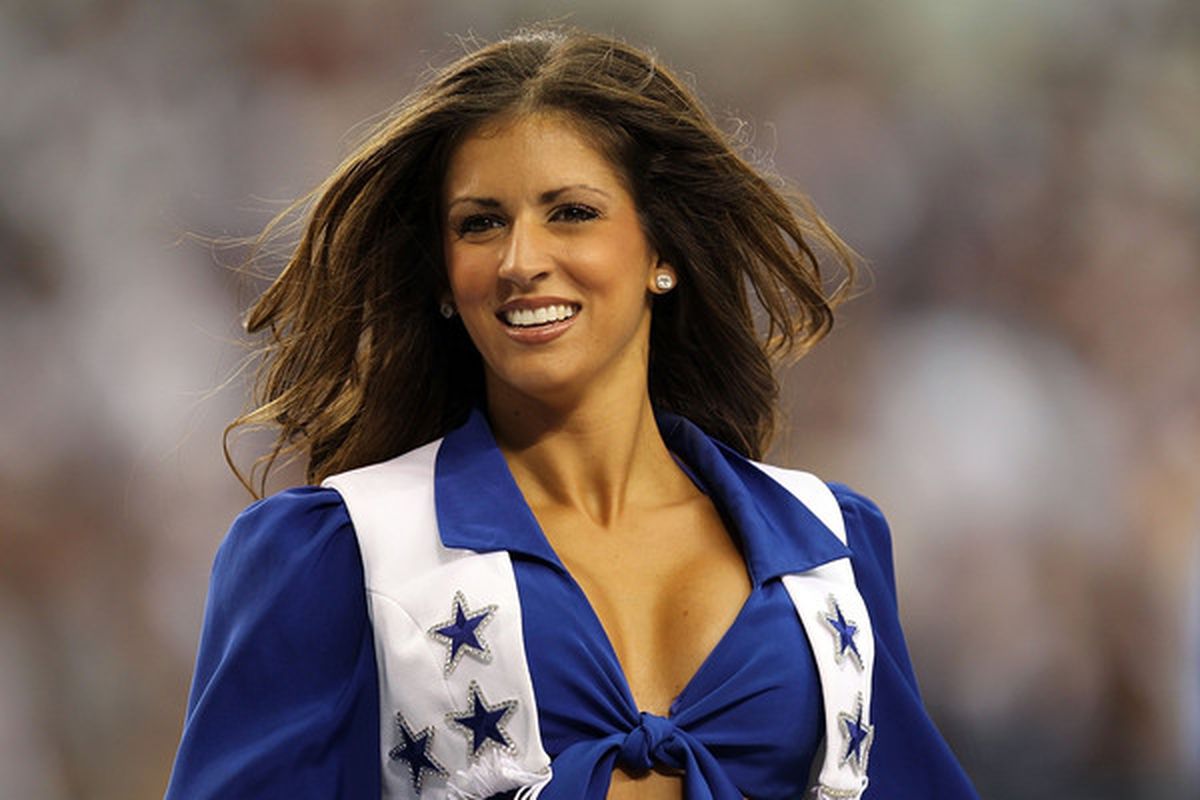 A Dallas Cowboys Cheerleader performs during a game against the Chicago Bears at Cowboys Stadium on September 19 2010 in Arlington Tx.  (Photo by Ronald Martinez/Getty Images)