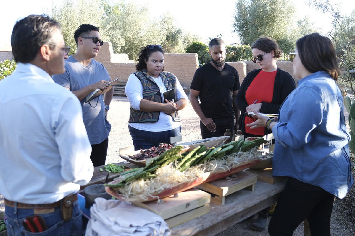 Chefs learning about cactus and chiltepin.