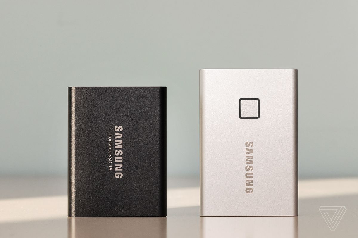 Samsung’s T5 next to the T7 Touch SSD
