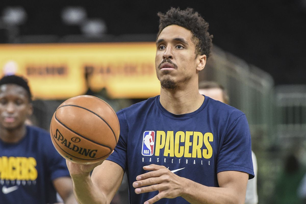 Indiana Pacers guard Malcolm Brogdon warms up before a game against the Milwaukee Bucks at Fiserv Forum.&nbsp;