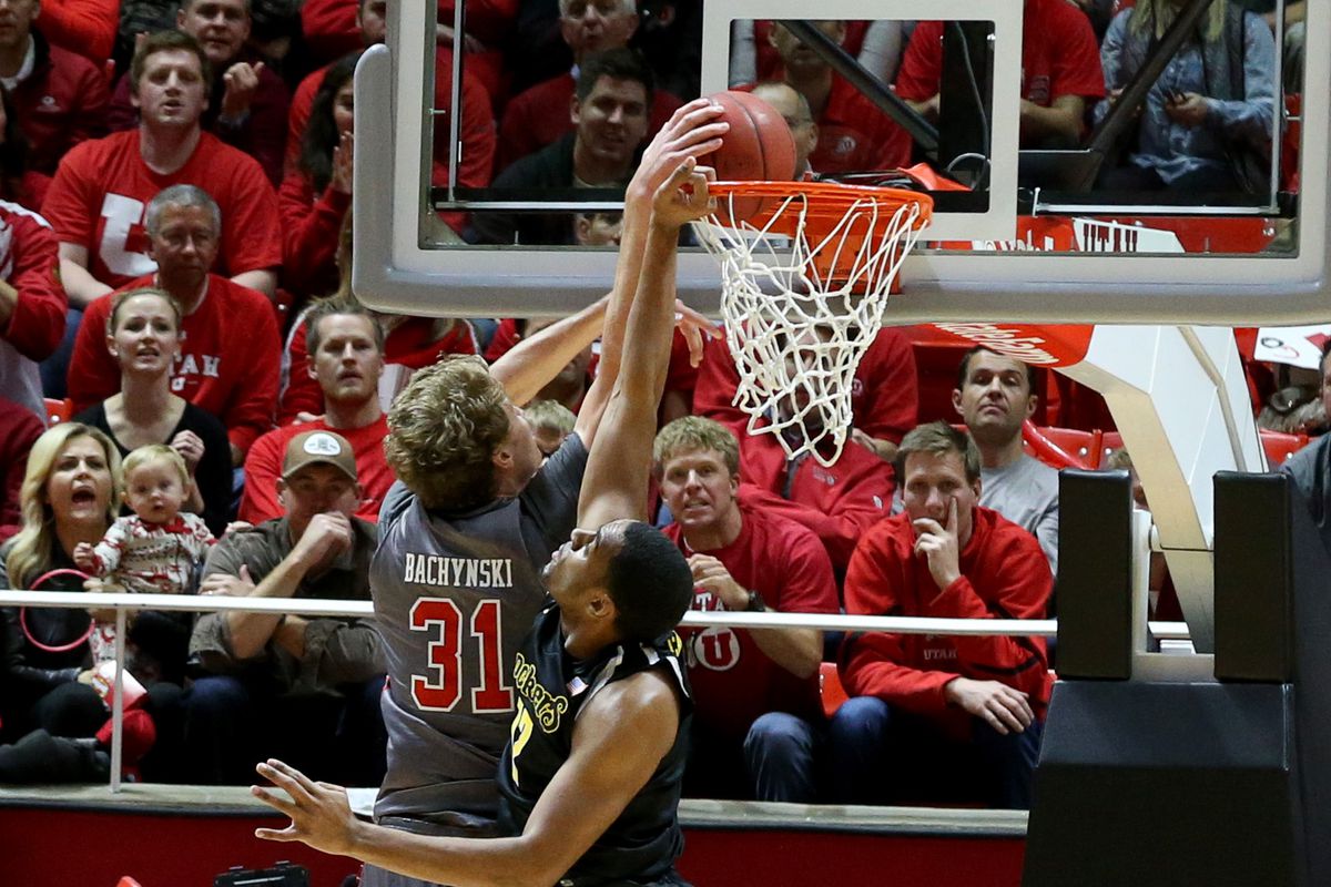 Utah center Dallin Bachynski was a huge spark off the bench for the Runnin' Utes in their 69-68 OT upset of then No. 8 Wichita State.