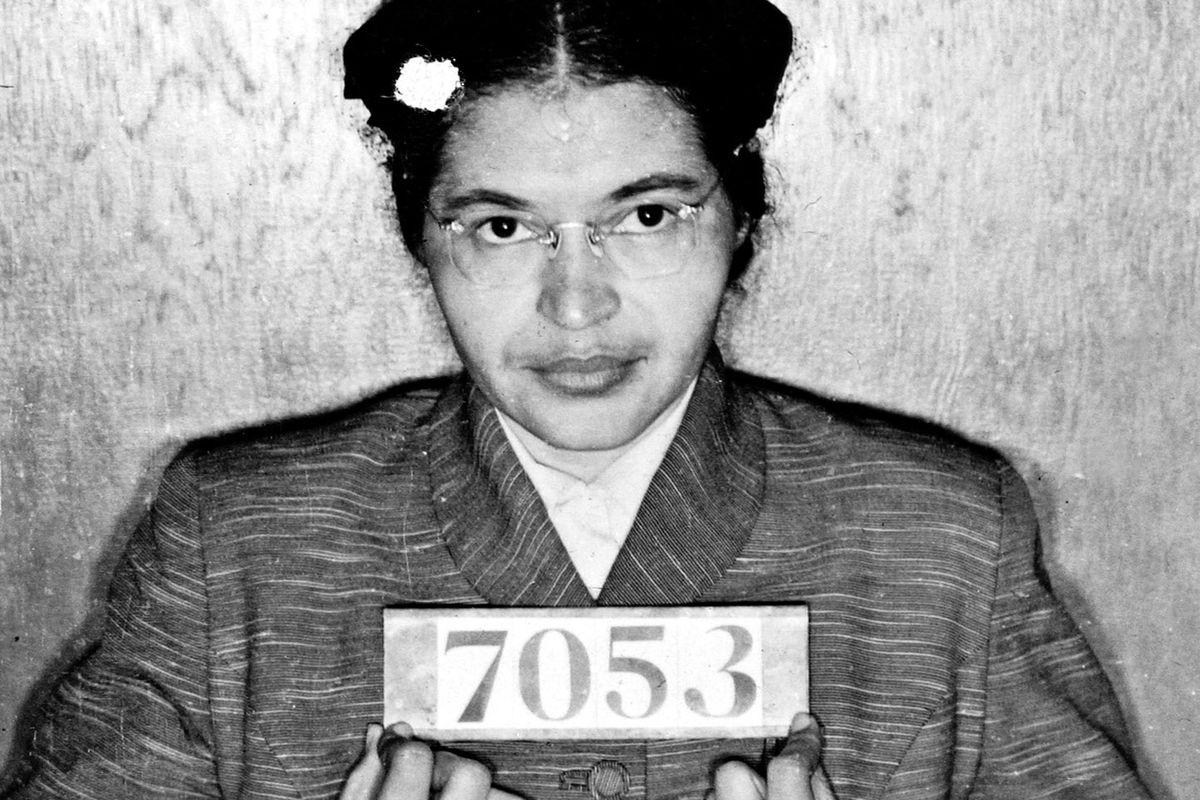 <p zoompage-fontsize="15" style="">Rosa Louise McCauley Parks (1913-2005), American Civil Rights activist. Booking photo taken at the time of her arrest for refusing to give up her seat on a Montgomery, Alabama, bus to a white passenger on 1 December 1955